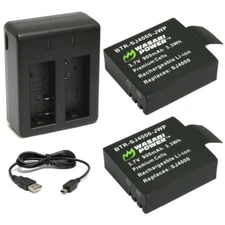Wasabi Power Battery (2-Pack) and Dual Charger for SJCAM SJ4000, SJ5000 and
