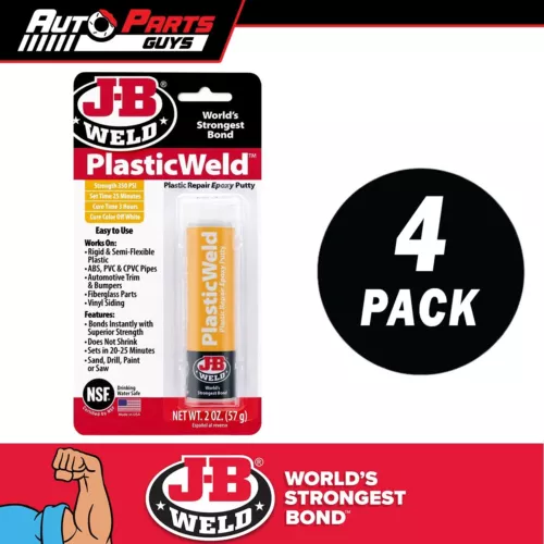 4 Pack JB Weld Plasticweld Putty Stick Plastic Repair Fast Setting Epoxy | 8237