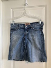 VTG Guess Premium Floral Embroider Logo Skirt High Waist Size 26 Jeans USA Made