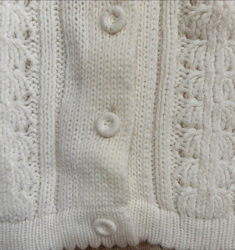 Vtg 70's Ivory Grandma Cottagecore Knit Long Sleeve Sweater Cardigan Size Medium - Picture 5 of 14