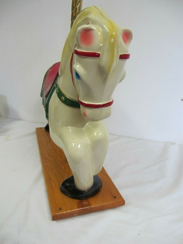 VINTAGE JR CAROUSEL HORSE 20" X 15" PONY ON WOOD BASE - RIDE ON TOY ? - 第 3/6 張圖片