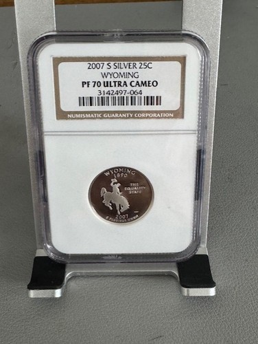 2007 S Proof SILVER Wyoming State Quarter 25c NGC PF70 Ultra Cameo