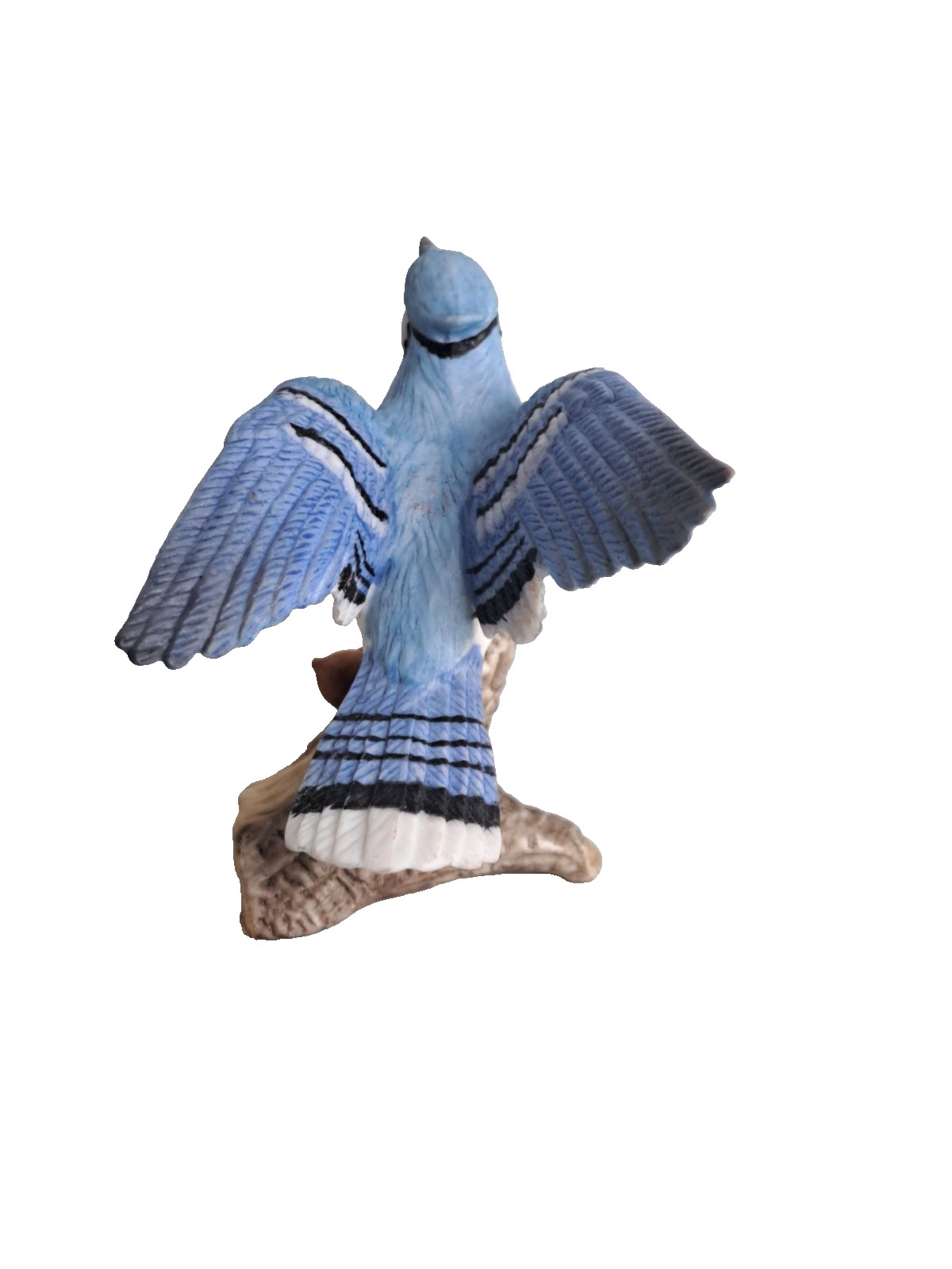 VTG. Ceramic Porcelain Bisque 3" Blue Jay Figurine On Branch- Unbranded
