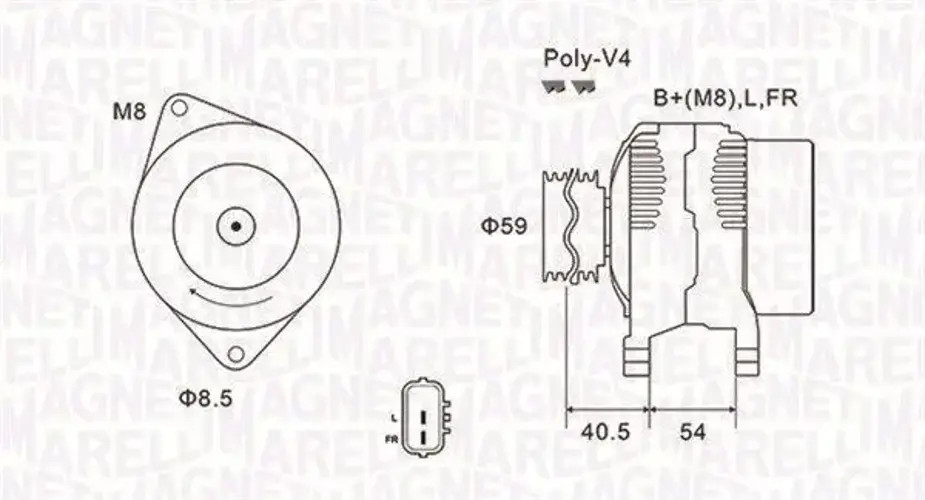 Alternator with belt pulley 063731927010 MAGNETI MARELLI for KIA HYUNDAI