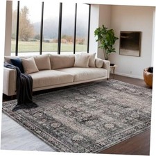 Washable Area Rugs 5x7 Vintage Printed Accent with Non-Slip Backing, Stain