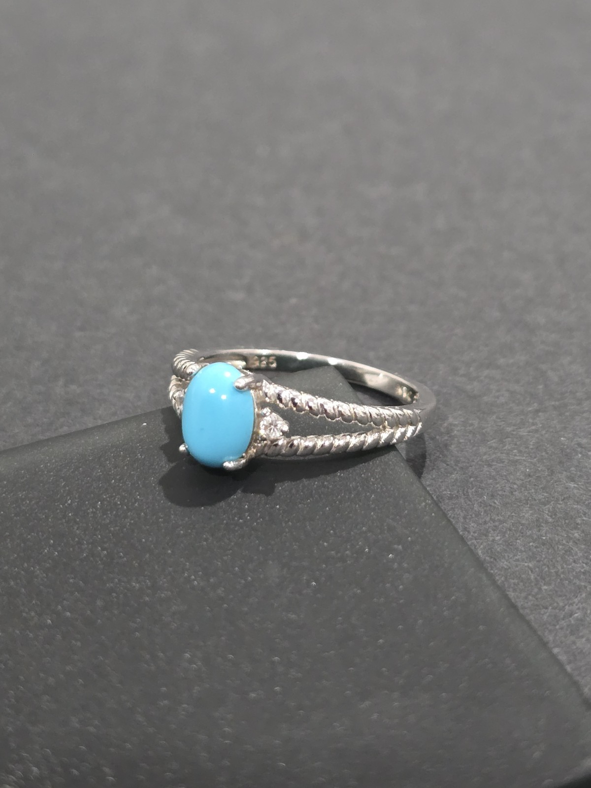 925 Silver Ring With Turquoise Stone Ring Size 8 - image 1