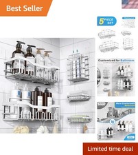 5-Pack Rustproof Stainless Steel Shower Caddy No Drill Adhesive Bathroom Or...