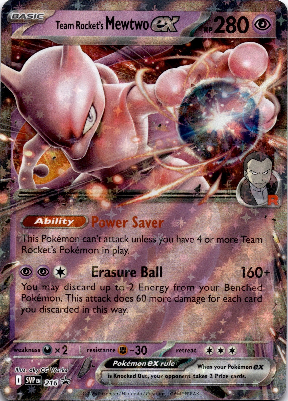 Team Rocket's Mewtwo ex 216 Holo Promo Scarlet & Violet Promo Pokemon Near Mint