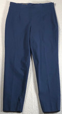 Brooks Brothers Women's Chino Pants Side Zip Tapered Leg Navy Blue Cotton Sz6