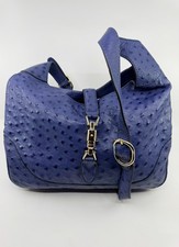 Authentic Gucci Blue Ostrich Leather 