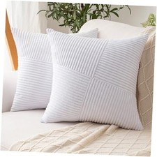 Decorative Throw Pillow Covers 18x18 Inch Set 18" x 18" Pack of 2 Pure White