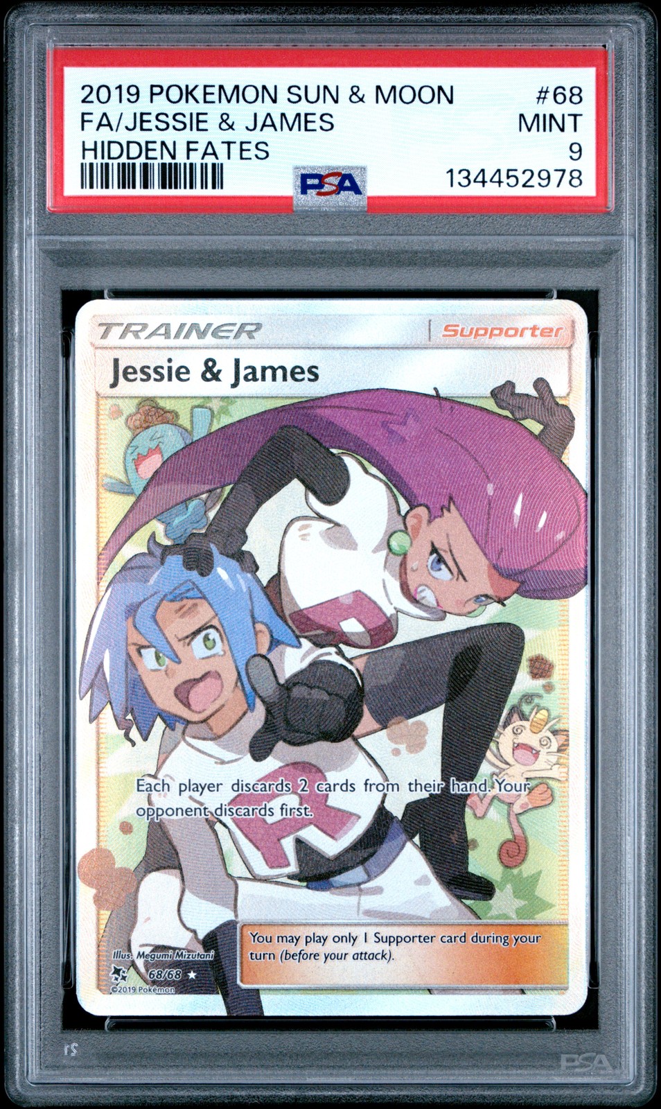 Jessie & James 68/68 Hidden Fates Pokemon PSA 9