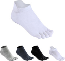 Mens Cotton Toe Socks 4 Pairs Five Finger Low Cut Trainer Running Sports Socks