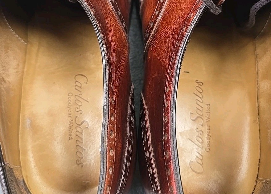 Carlos Santos Goodyear Welted Wingtip Shoes Mens Size 7‎ Brown Metal Toe Plate Carlos Santos Goodyear Welted Wingtip Shoes Mens Size 8 US  main image 4