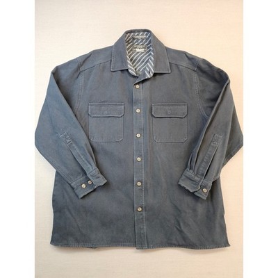 Levi Strauss Co Mens L G Workwear Chore Utility Shirt Jacket Blue Cotton Blend