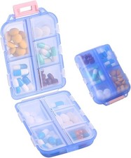 Compact 10-Compartment Travel Pill Organizer for On-The-Go Medication Storage