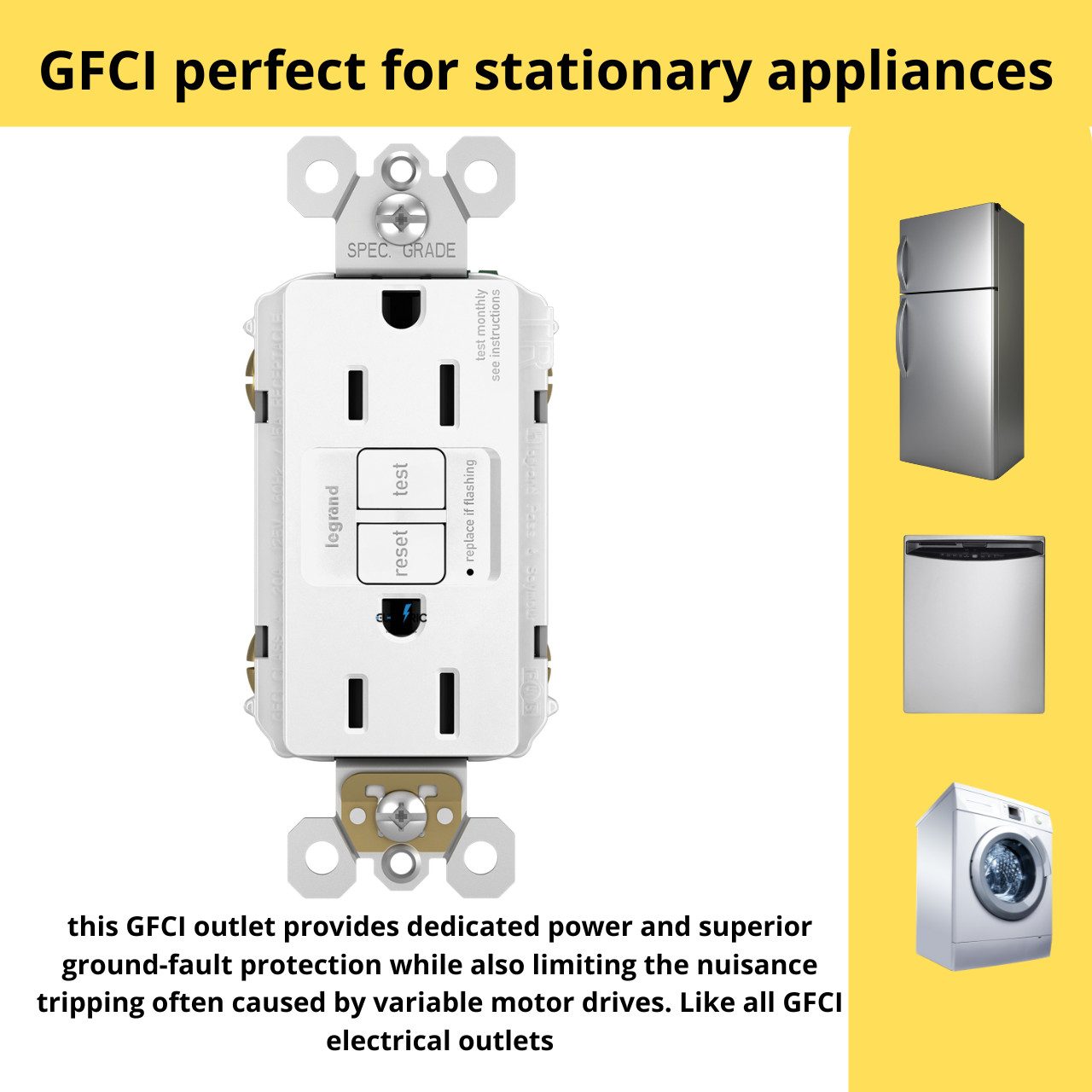 Legrand Radiant 1597TRAPLW 15A GFCI Outlet Self-Test Station