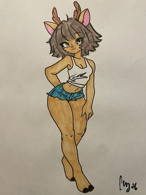 Original Fine Art Marker   Drawing Furry Fandom 8.5x11