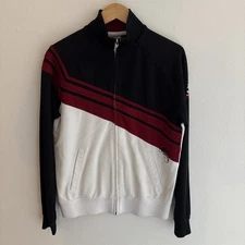 Vintage BILLABONG Mens Medium Black Track Jacket Full Zip Y2K Striped 00s Skater