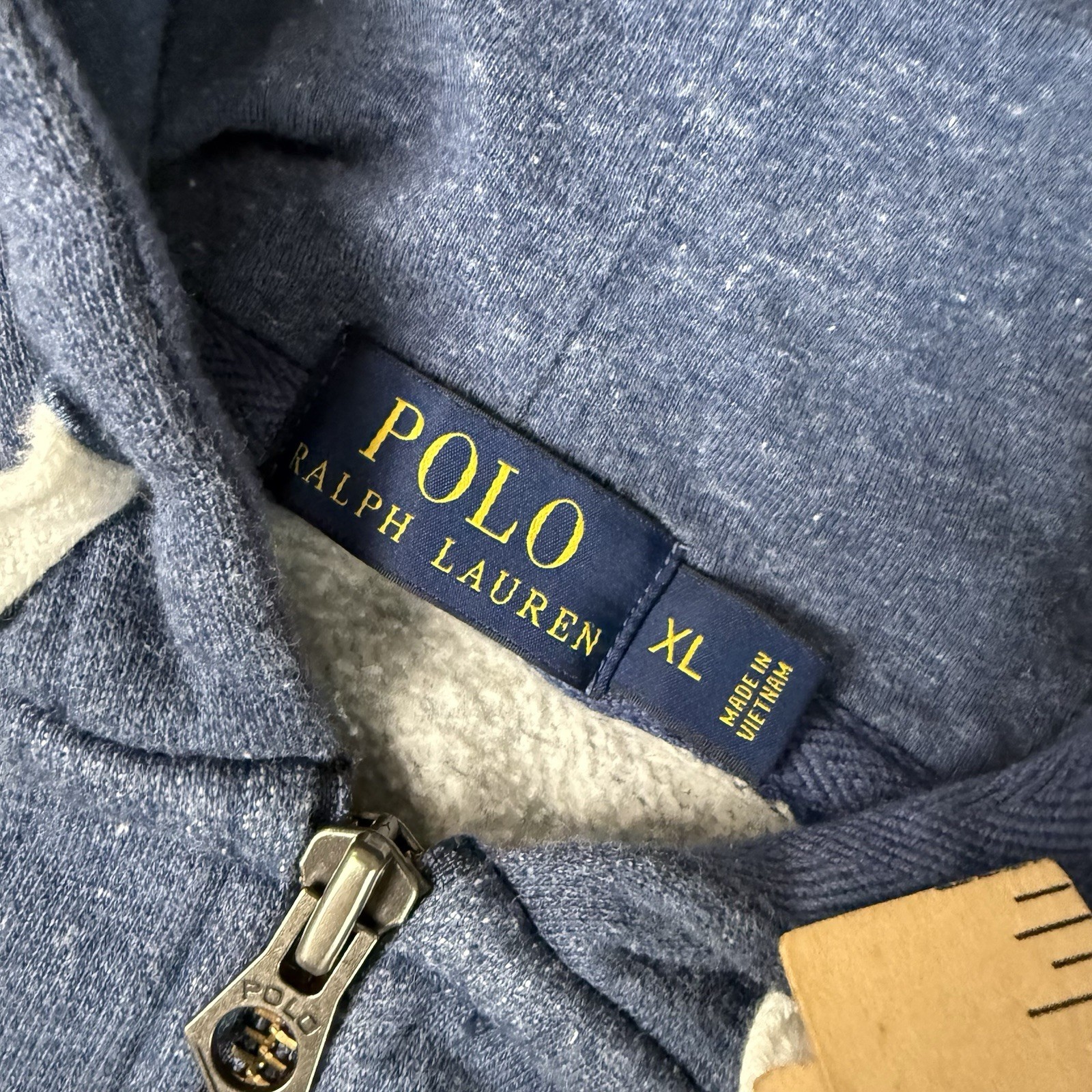 Polo Ralph Lauren felpa con cappuccio uomo XL blu full zip pony felpa pesante rossa