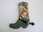 2 Hanging Picture Frames Wooden Cowboy Boots 2 Holes@ Country Western Rustic EUC — photo 3