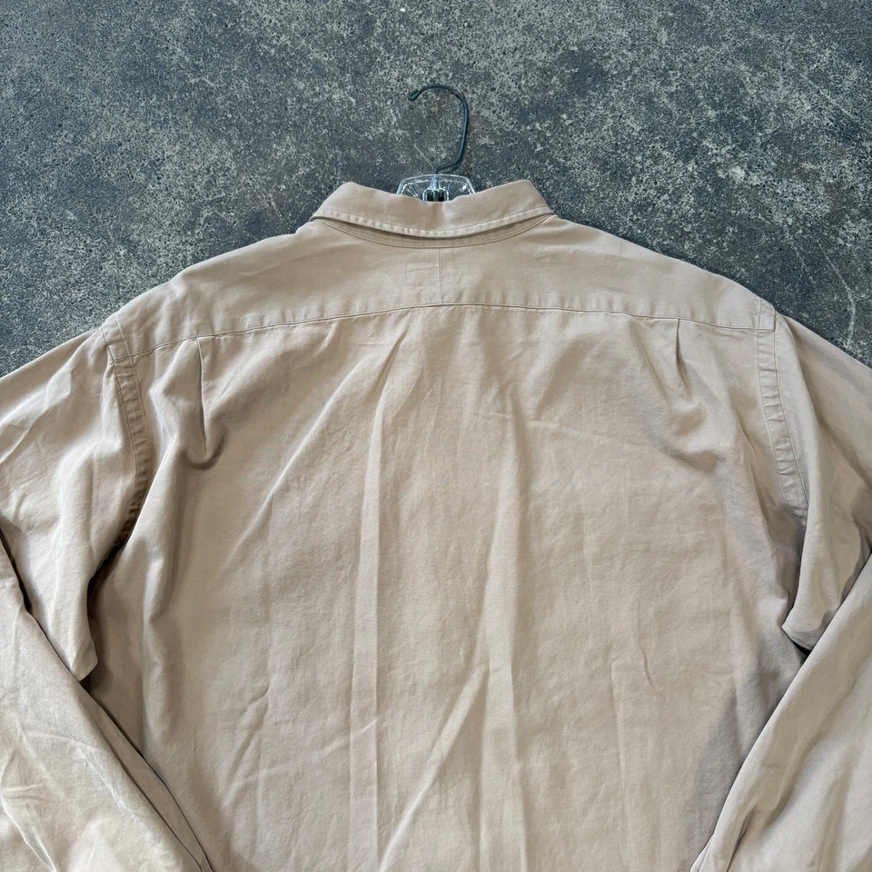 Vintage Polo Ralph Lauren Shirt Mens 2XL XXL Tan Beige Silk Button Up Y2K - Image 4 of 4