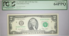 2009 $2* New York Star Note Only 128K Printed PCGS 64 PPQ B00078308*