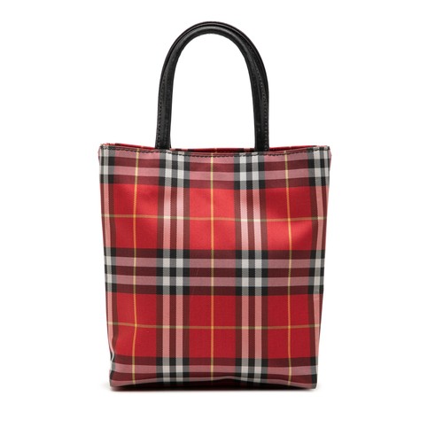Burberry House Check Nylon Handbag Pre-Loved Bag Red