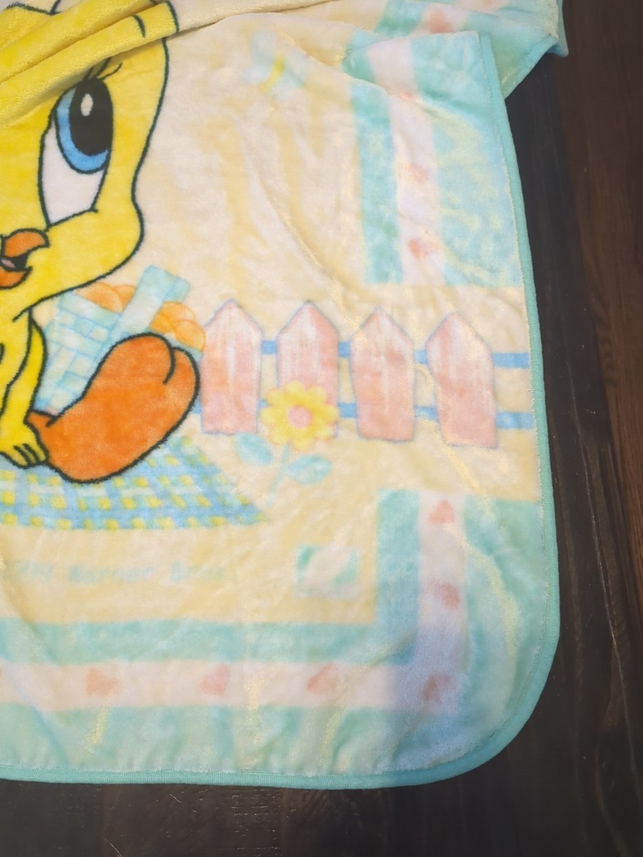 VTG 90s Baby Looney Tunes Plush Crib Infant Blanket Pink