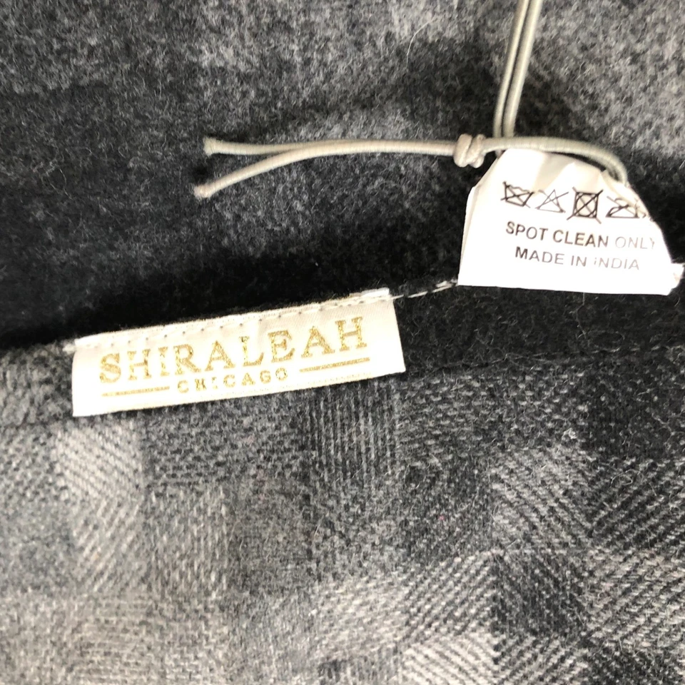 NWT SHIRALEAH Chicago Camden Wool Blend Suede Fringe Throw 55"x50" Gray Black - Image 4 of 4