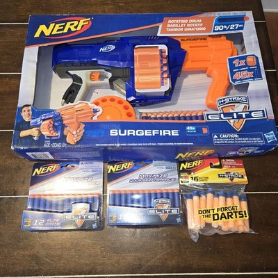 New Hasbro Nerf N-Strike Elite Surgefire Gun with 69 Darts plus 16 suction darts