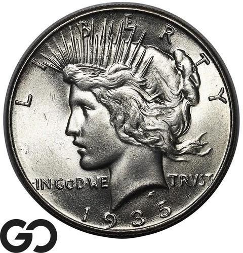 1935 Peace Dollar, Very Lustrous Solid Gem BU++