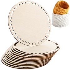 Fanfanwin 12 Pcs Wooden Basket Bottom Moses Crochet 6 Inches, white
