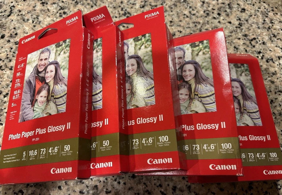 Canon PIXMA Lot Of (5) PP-201 Photo Paper Plus Glossy II 4"x6" New 400 Sheets - Image 2 of 3