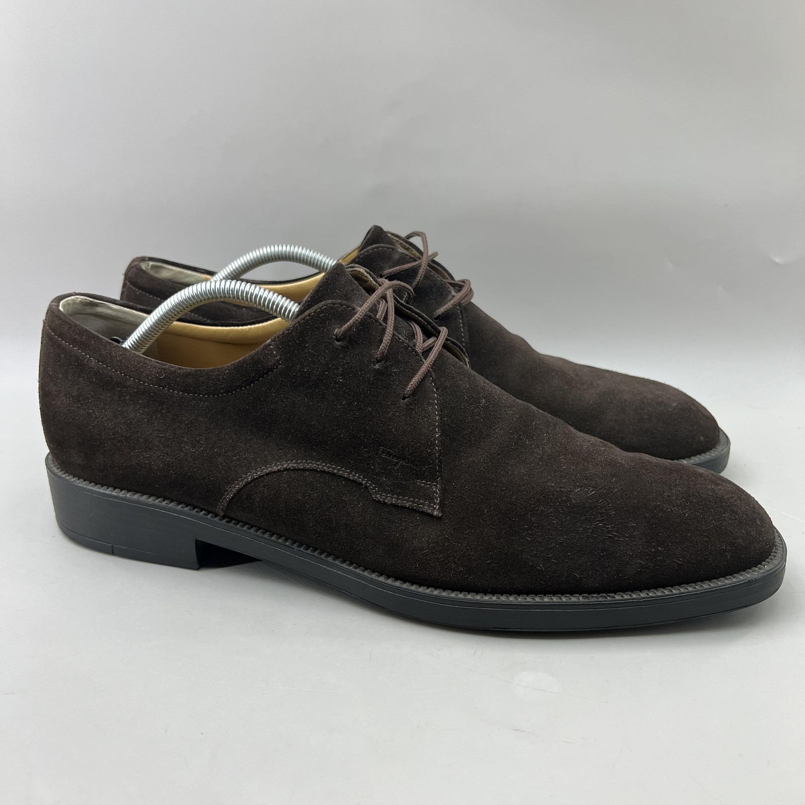 SAOLA Scarpe eleganti Salvatore Ferragamo Oxford uomo taglia 13 B marrone scamosciato derby punta liscia