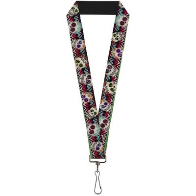 Buckle-Down Lanyard-1.0''-Sugar Skulls Zarape Multi Color 22'' x 1'' Multicolor