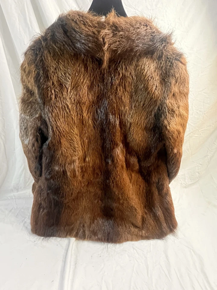 Abrigo de piel vintage excelente estado para mujer talla pequeña-mediana piel marrón oscuro Foto 3 de 4