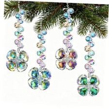 4pcs Crystal Suncatchers 12.5'' Rainbow Prisms Sun Catchers Four Leaf Clover
