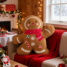 Christmas Gingerbread Boy Pillow, Christmas Decoration Winter Throw Pillows Soft