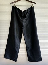 Black Silk Printed Textured Ankle Pants Vintage