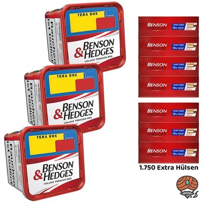 Benson & Hedges Red Volumentabak Tera Box 3x 315g, Extra Hülsen