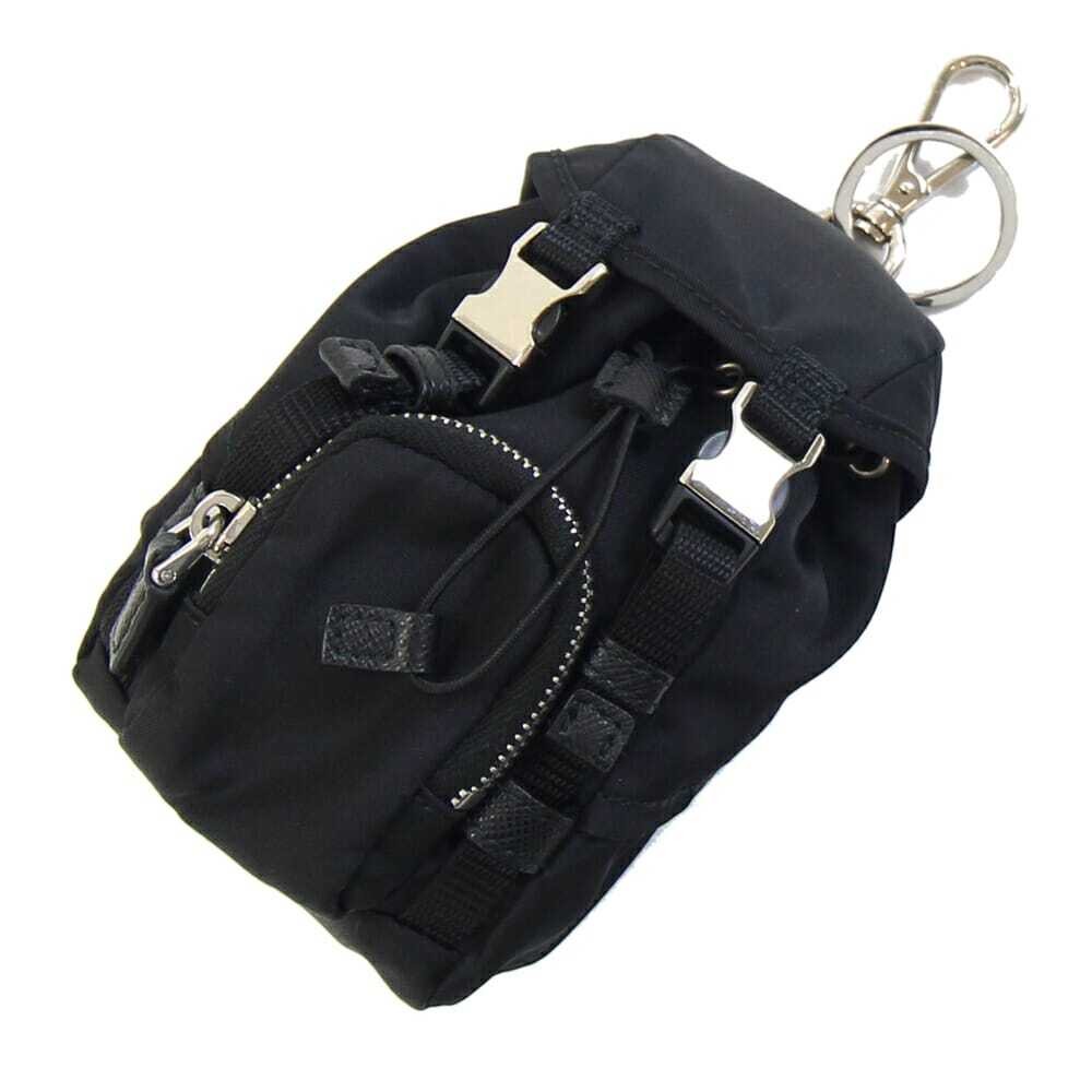 Prada Black Nylon Leather Keychain Backpack Motif 2Tt061 Pre-Owned