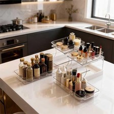 Pull Out 2 Tier Under Sink Organizer Clear Cabinet Organizer for