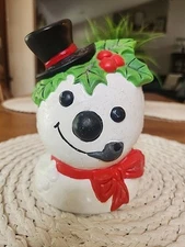 Vintage Kitschy Ceramic Frosty The SNOWMAN Christmas Winter