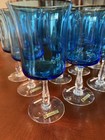 Set of 12 Noritake Paris Iced Tea Glasses Blue Crystal Goblets w/ Platinum Rim — photo 7