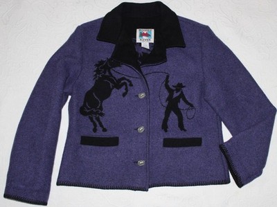 Wooded River ID*Purple Roping Bucking Horse Jacket*Coat*Womens Large*Equestrian