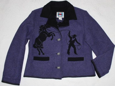#ad Wooded River ID*Purple Roping Bucking Horse Jacket*Coat*Womens Large*Equestrian $99.00