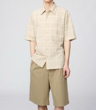 Genuine UNIQLO Boxy Shirt Short Sleeve BEIGE UNISEX