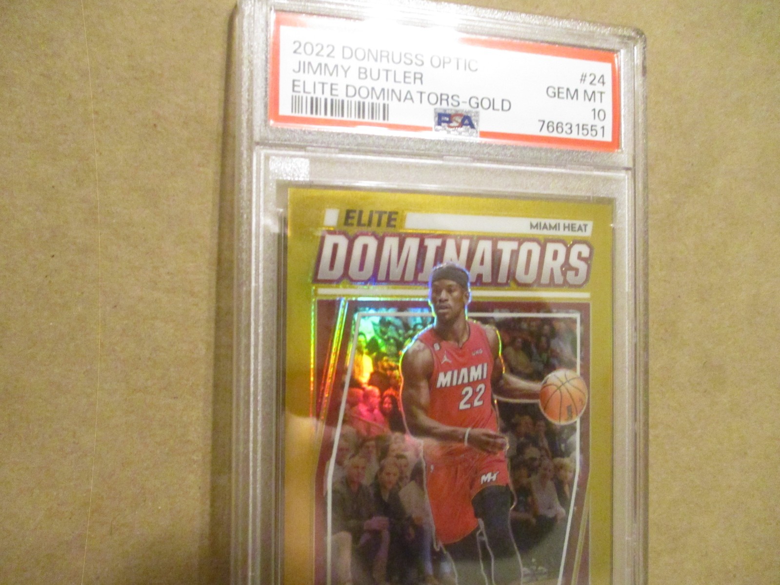 2022-23 OPTIC JIMMY BUTLER #24 ELITE DOMINATORS GOLD PRIZM 8/10 PSA 10 GEM MINT! view 5