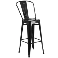 Bowery Hill Contemporary 30" Metal Bar Stool in Black Finish
